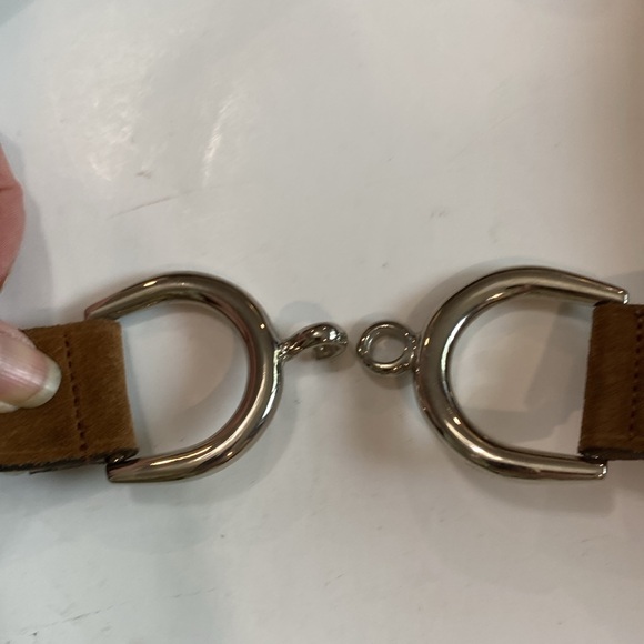 Sellier Tan Suede Belt with Equestrian Silver Clasp Made in France - Picture 8 of 15